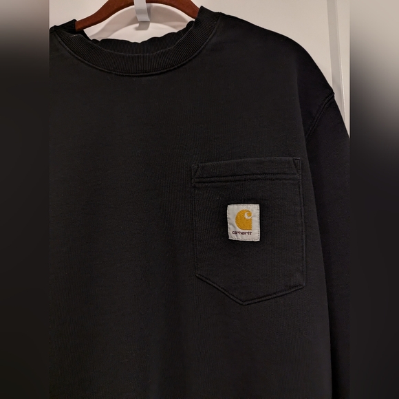 Carhartt WIP Pocket Sweat Crew Sweatshirt Black Size L - Picture 6 of 15